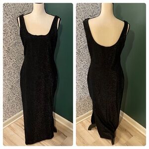 Vintage Geary Roark Shimmer Gown Size 8 Black Shimmer Sleeveless Formal Cocktail